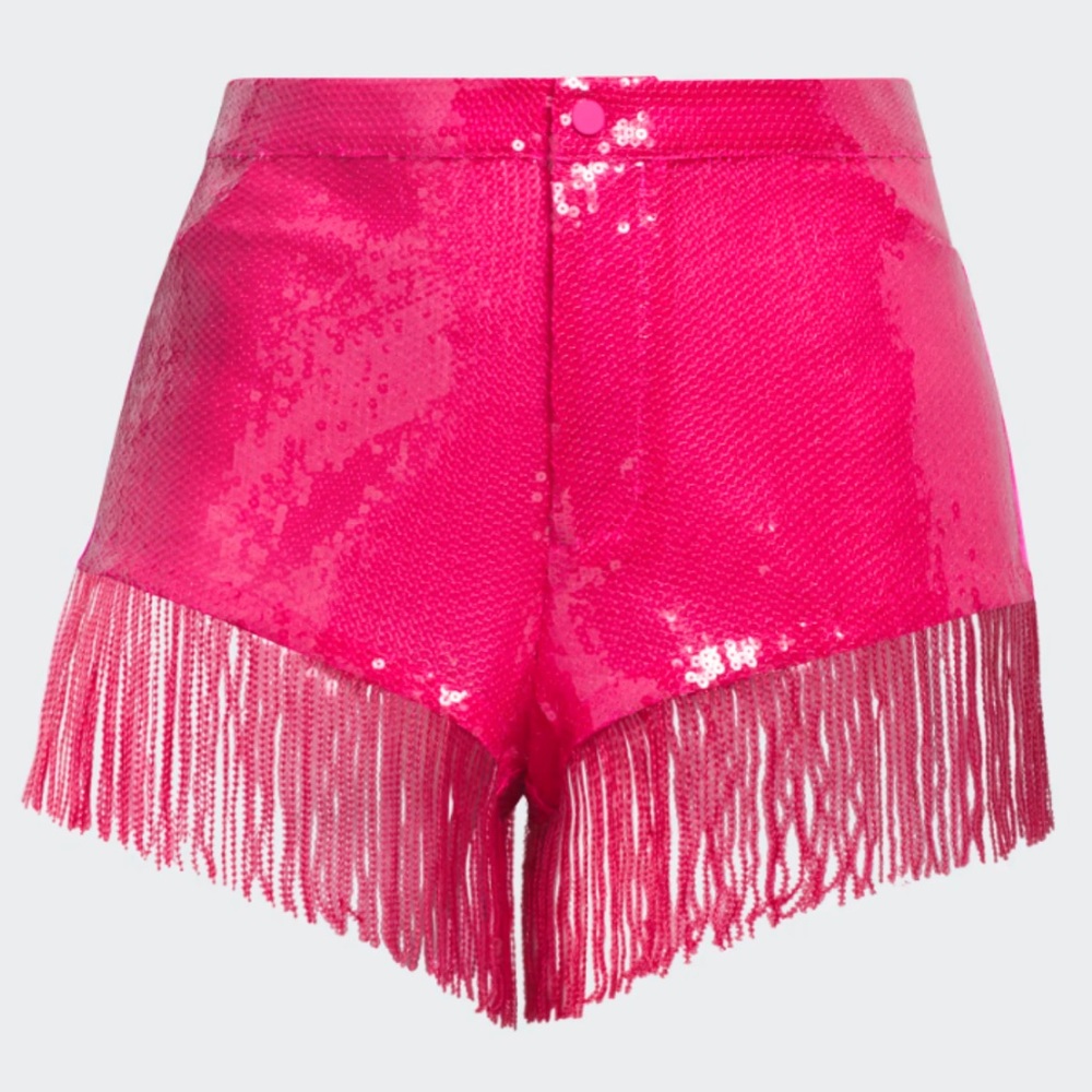 NEW adidas x Ivy Park Sequin Shorts with Fringe Pink SIZE 1X